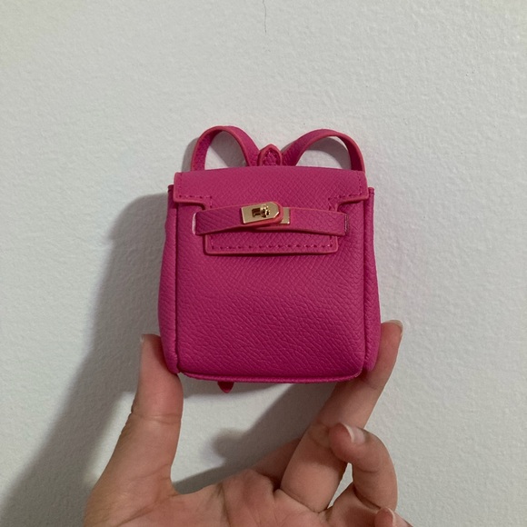 Handbags - Mini Hot Pink with Gold Hardware Turnlock Backpack Bag Charm Keychain Two Strap
